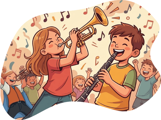 Kinder spielen Instrumente